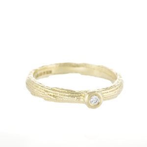 18kt yellow gold recycled ring with diamond bezel set by Karin Kraemer jewellery