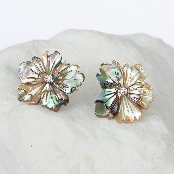 Abalone shell flower earrings