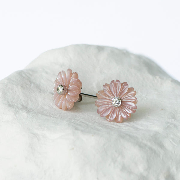 Pink Daisy Flower earrings small