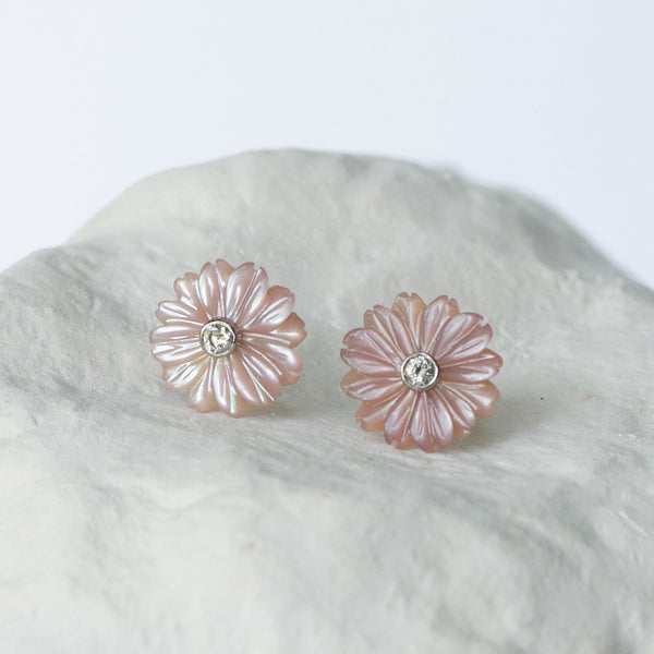 Pink Daisy Flower earrings small