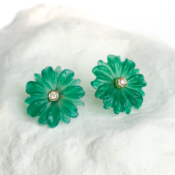 Green Agate Daisy earrings