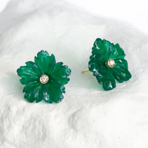 Green Agate flower earrings
