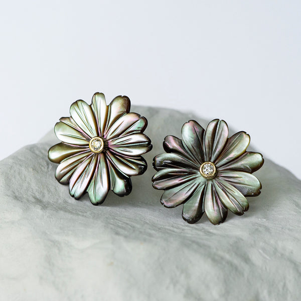 Peacock Daisy Flower earrings large