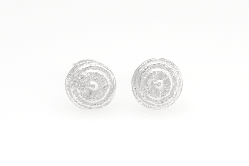 Round Sepia earstuds, Sterling Silver 8mm