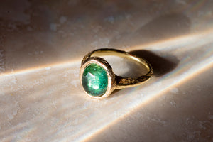 Green tourmaline and 18carat yellow gold ring by Karin Kraemer jewellery