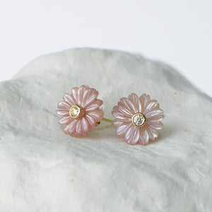 Pink Daisy Flower earrings small