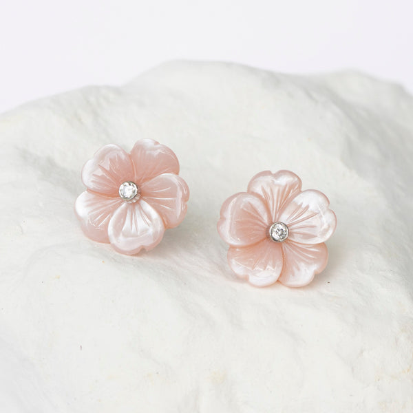 Blush pink Cherry Blossom earrings MOP