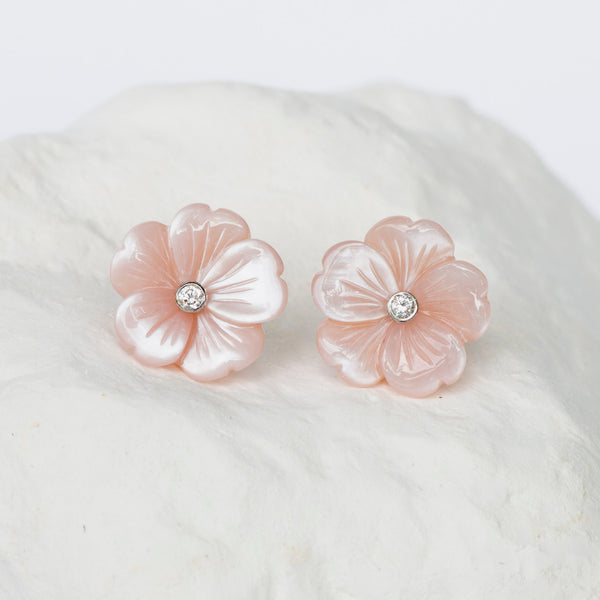 Blush pink Cherry Blossom earrings mother of pearl
