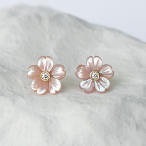 Sakura pink mother-of-pearl flower studs