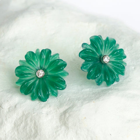Green Agate Daisy earrings