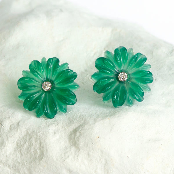Green Agate Daisy earrings