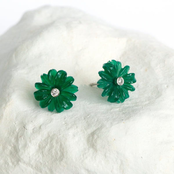 Green Daisy earrings small
