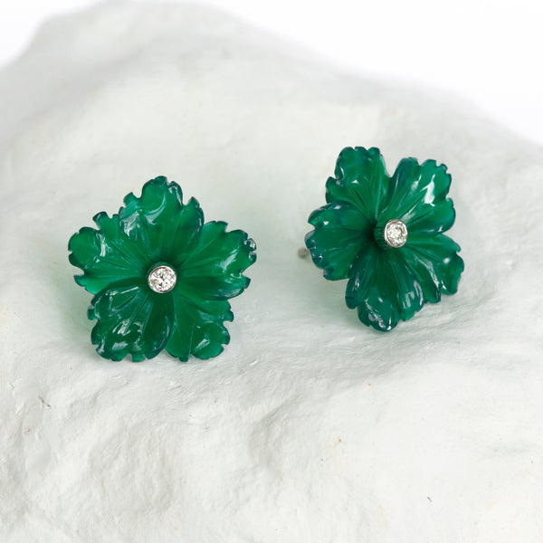 Green Agate flower earrings