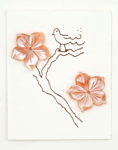 Pair of pink MOP flowers, Casablanca Lily design, medium