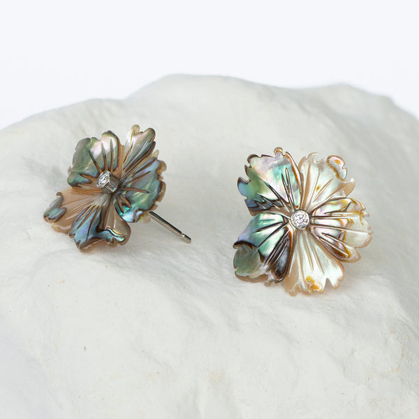 Abalone shell flower earrings