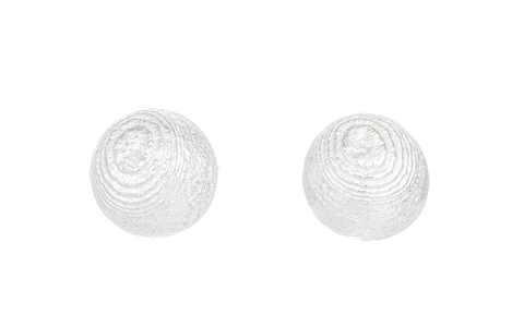 Round silver earstuds, domed and textured
