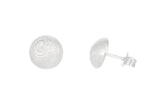 round silver earrings, textured