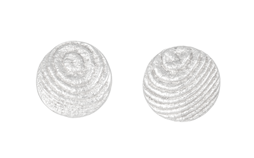 Round Sepia earstuds 13mm, Sterling Silver
