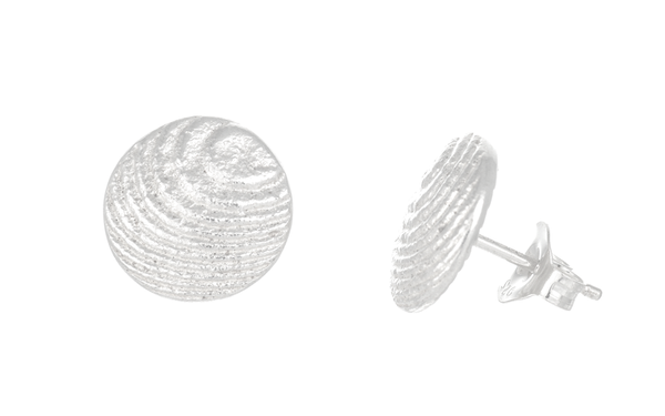 Round Sepia earstuds 11mm, Sterling Silver