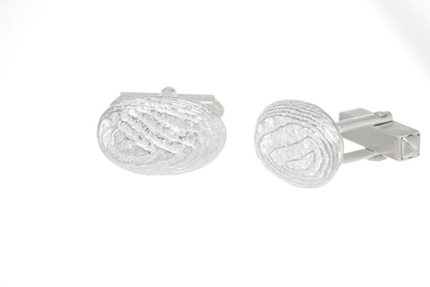 Oval cufflinks for men, sterling silver