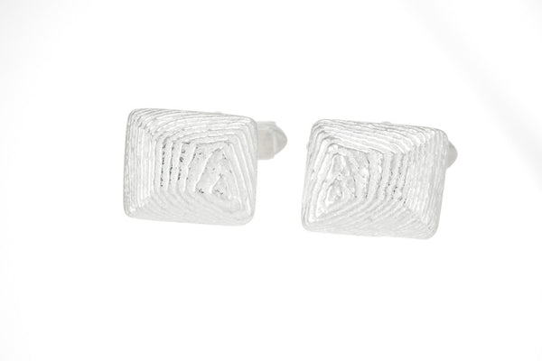 Cufflinks for men, rectangular, Sterling Silver, one-of-a-kind