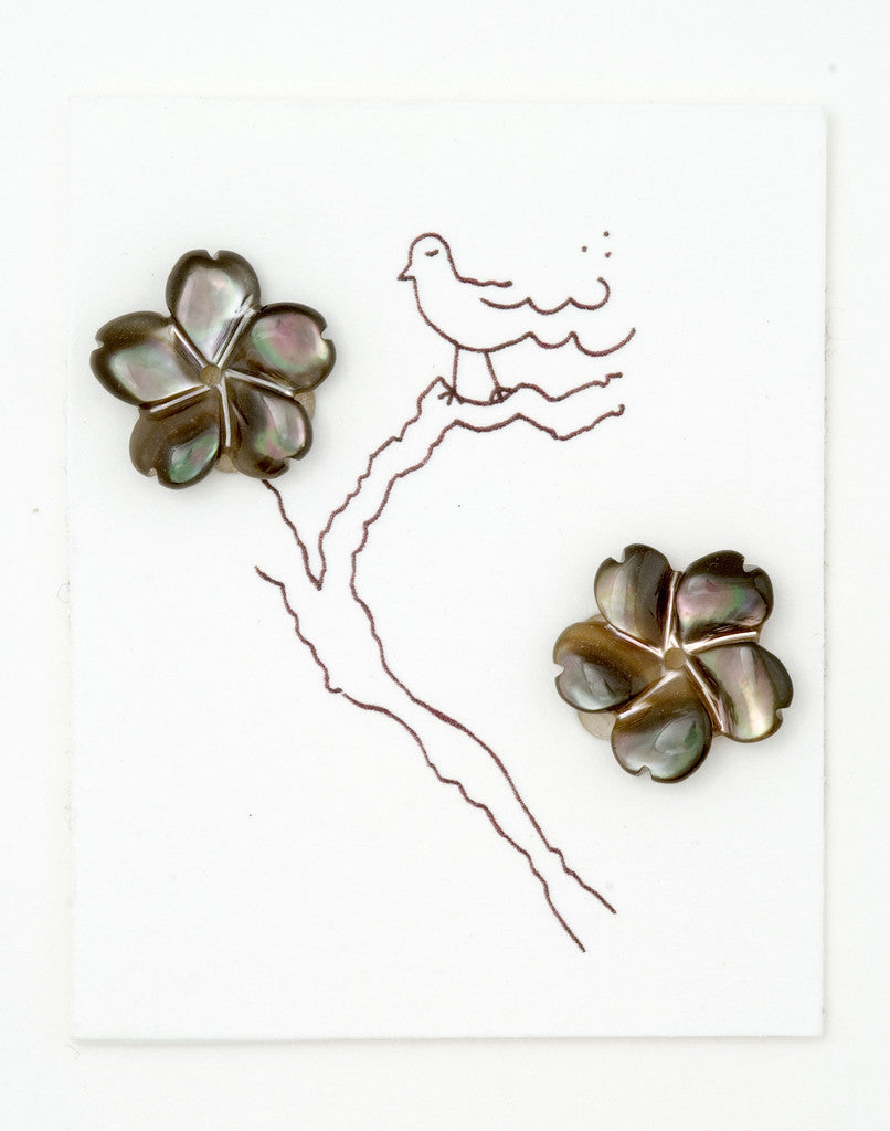 Grey Gray Mother of pearl Flower earrings