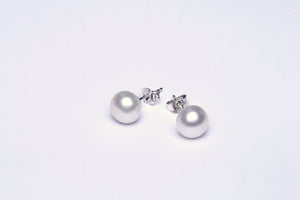 Pearl earstuds freshwater round silver