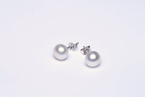 Pearl earstuds freshwater round silver