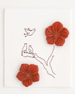 Red dyed Coral Flower earrings