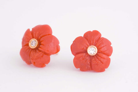 Red Coral Flower earrings